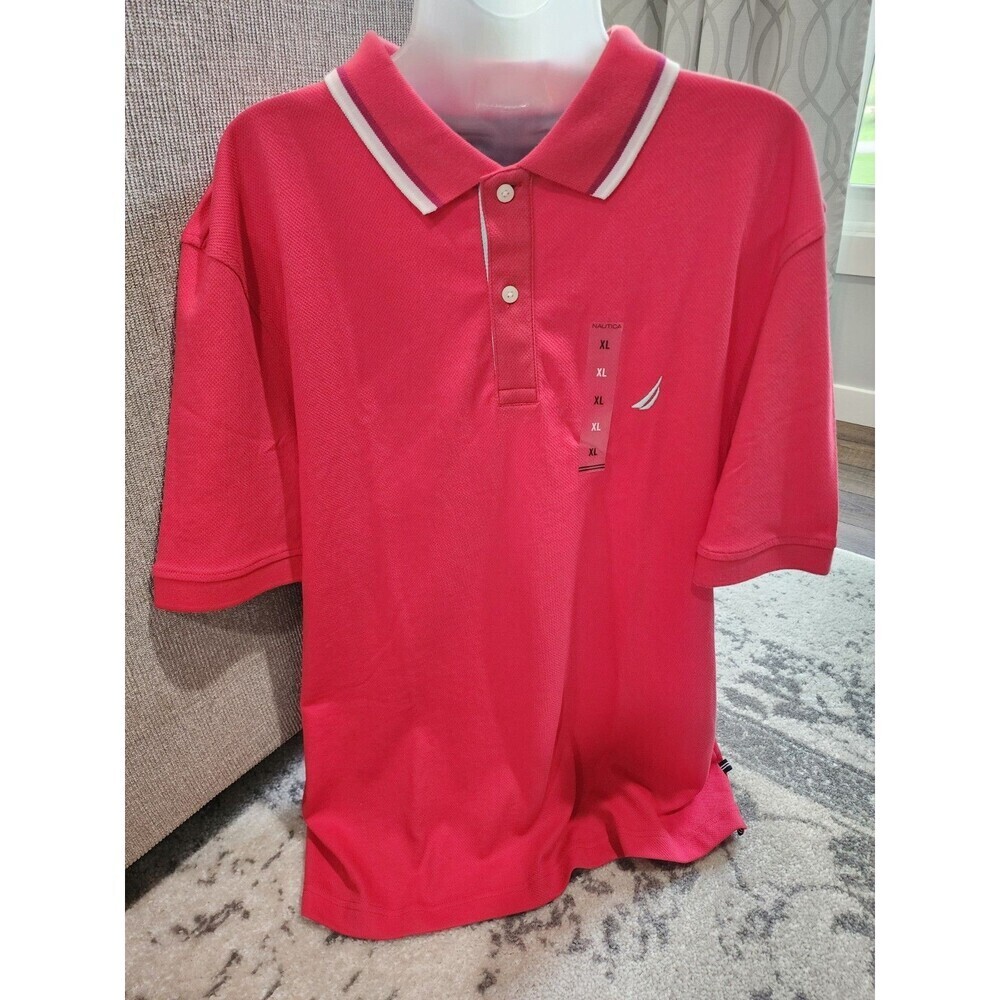 Nautica Mens Navtech Classic Wicking Breathable Performance Polo XL Rose Coral